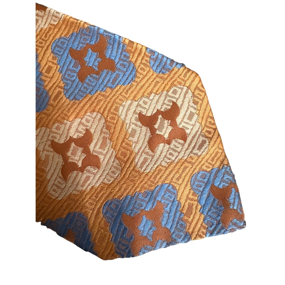 Vioni's Canton Vintage Necktie Brown Blue‎ Geometric Men's Tie 57" x 4"